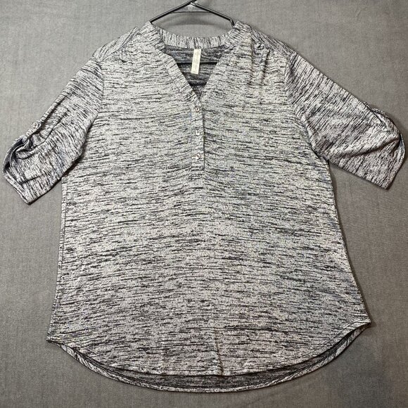 Perception Concept Womens Gray & Black Space Dye 3/4 Sleeve Top Size XL - Picture 1 of 11